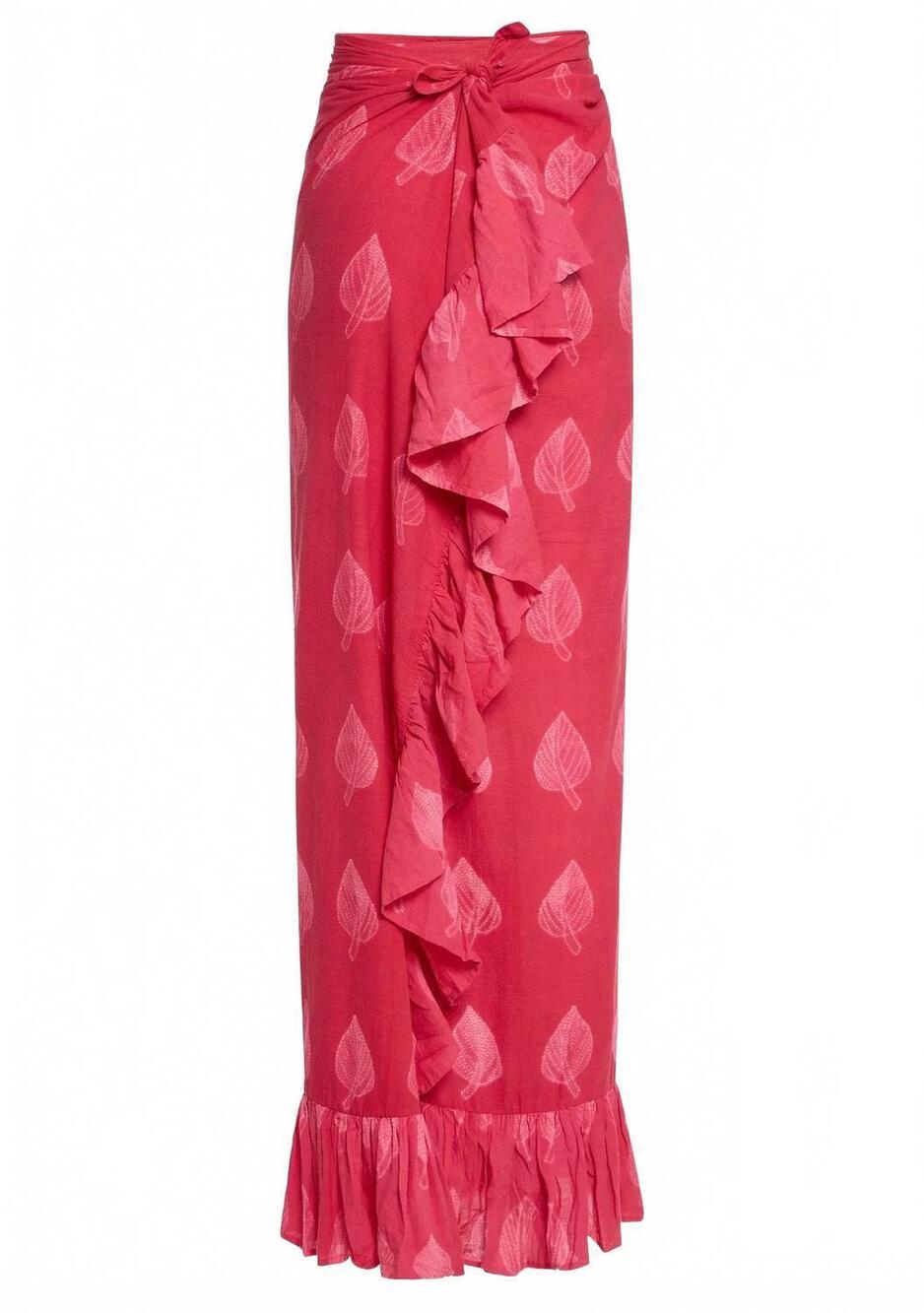 NEW CONIGLIO women's classic ruffle power pareo skirt in sunrise dappling